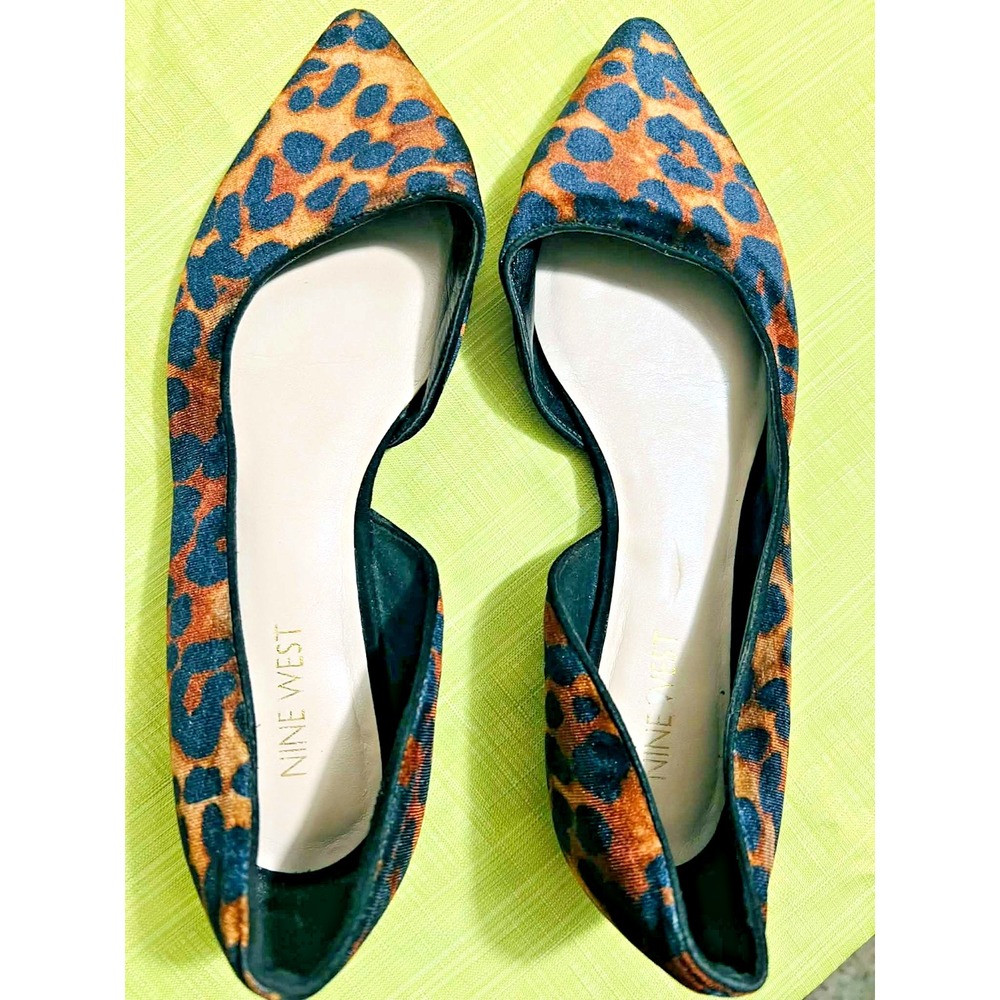 Nine West Women's Pointed Toe Flats Leopard Print Size 7 Medium